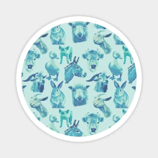 Turquoise Animals All Over Print Magnet